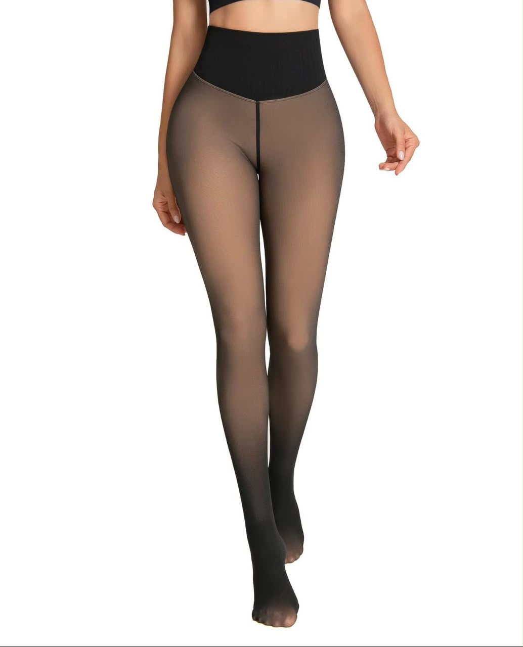 Second Skin | Sheer-Effect Fleece-Lined Tights